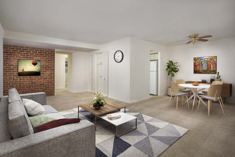 Spacious living and dining area at Village Square Apartments in Wheaton, MD - Village Square Apartments