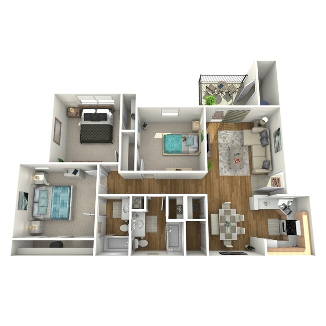 3 Bedroom Floor Plan - Fort Branch at Trumans Landing
