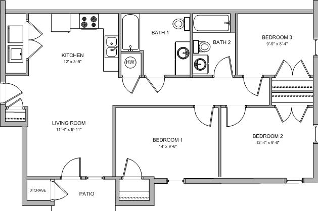 3BR/2BA - Kirksville Gardens