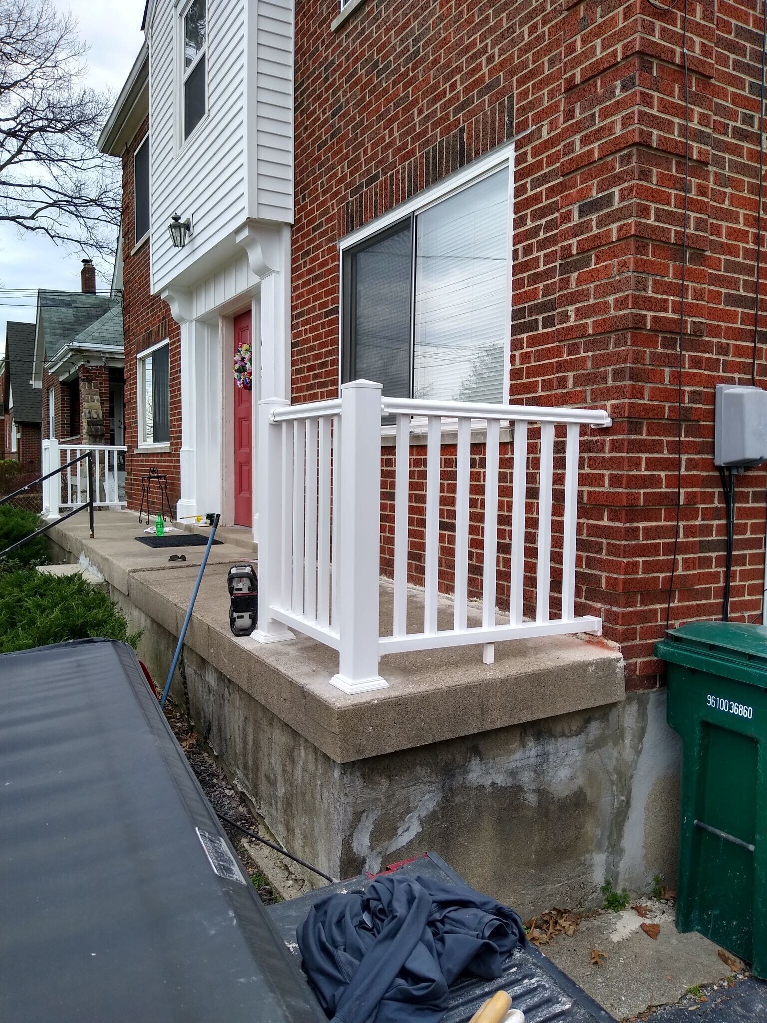 Safety Railings on the Front Porch - 4753 Rapid Run Rd