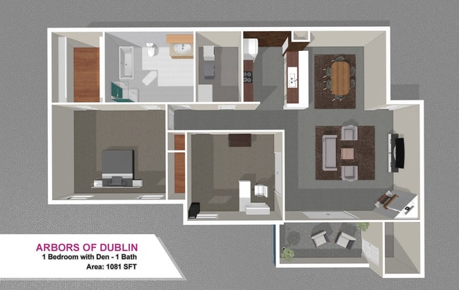 1 Bed - 1 Bath (The Elm - with den) - Arbors of Dublin