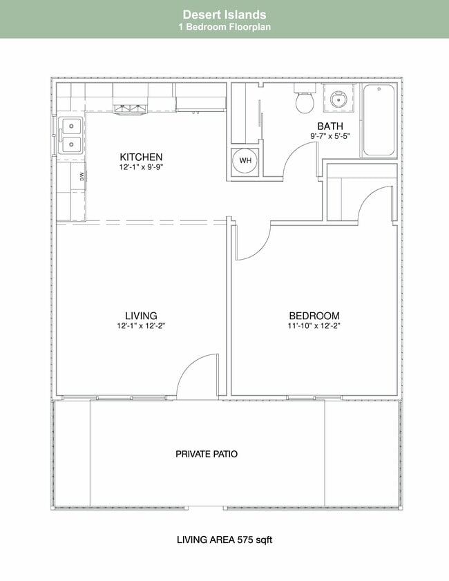 1 Bed - 1 Bath - Desert Islands Apartments