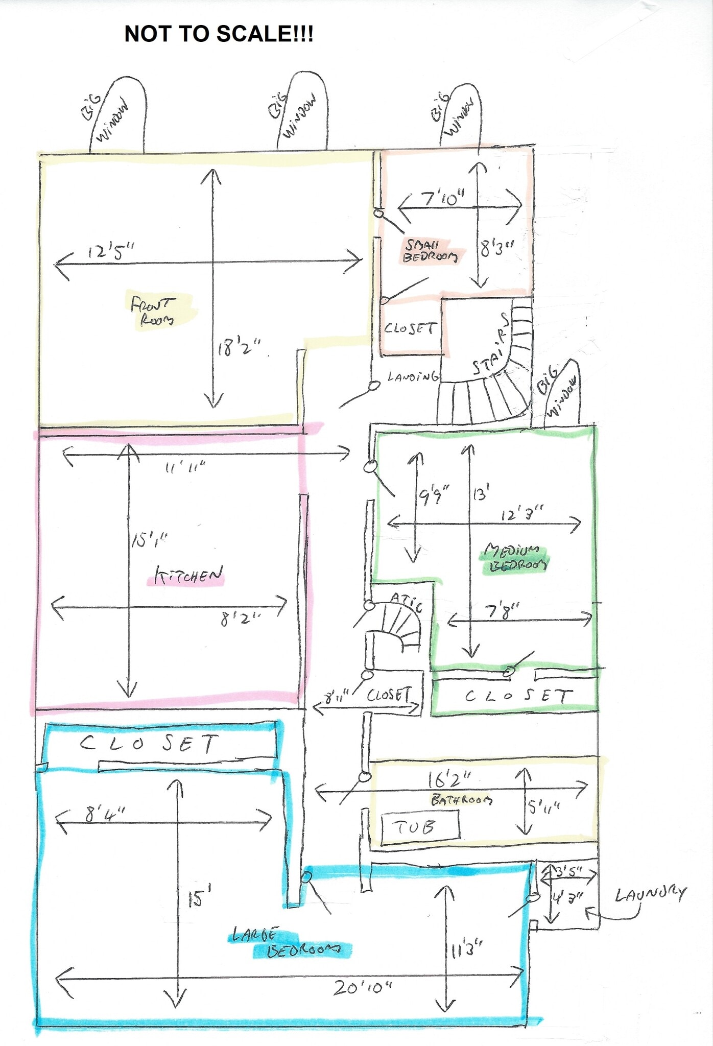 Very ROUGH floor plan. NOT TO SCALE! - 142 Prospect Ave