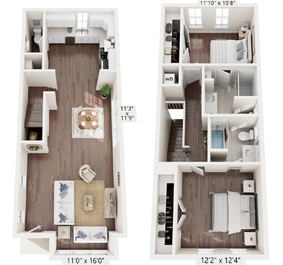 2 BR Barrett 1231 Sq Ft - Porchlight East Hill