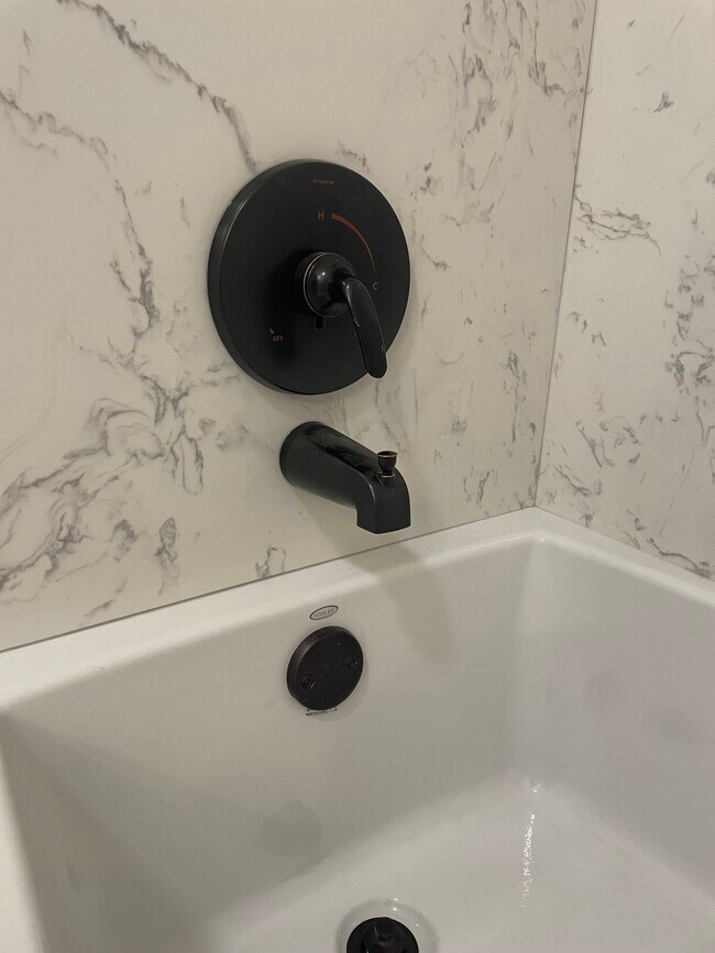 Shower over tub in the secondary bath - 1 Crescent Way