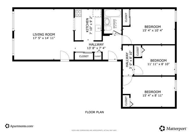 3BR, 1BA - Brookside Apartment Homes