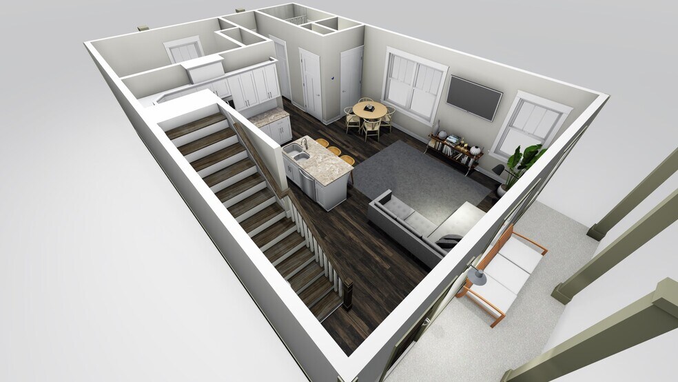 First floor rendering viewed from front left corner - 710 Buchanan St