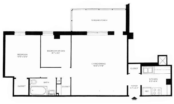 2BR/1BA - Peachtree Towers Condominiums