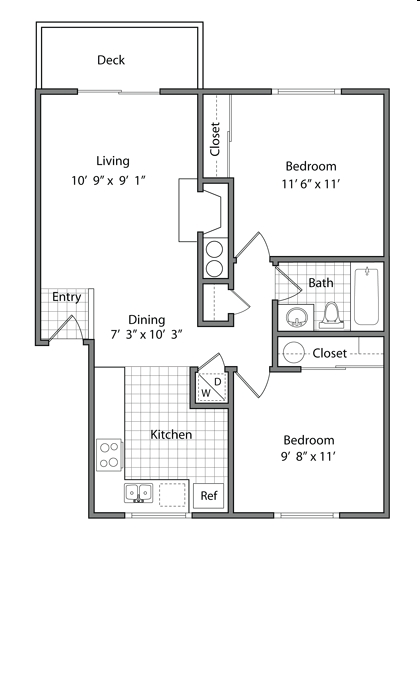 2BR/1BA - Emerson Apartments