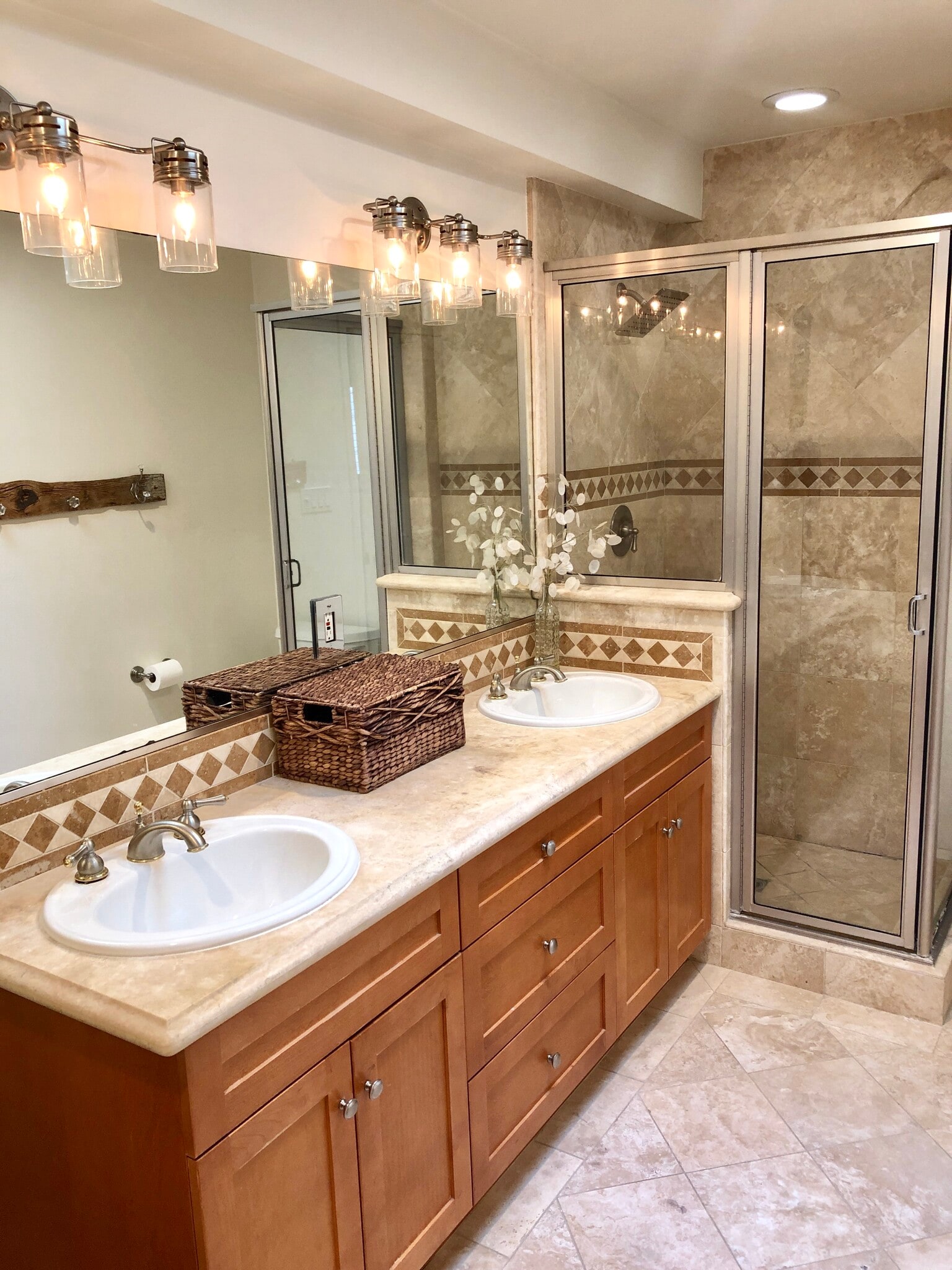 Main bathroom shower and double vanity - 210 Whiting St