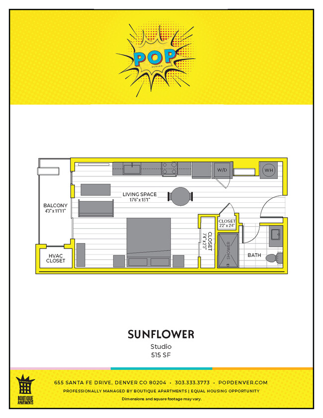 Sunflower, Studio/1BA - Pop Denver