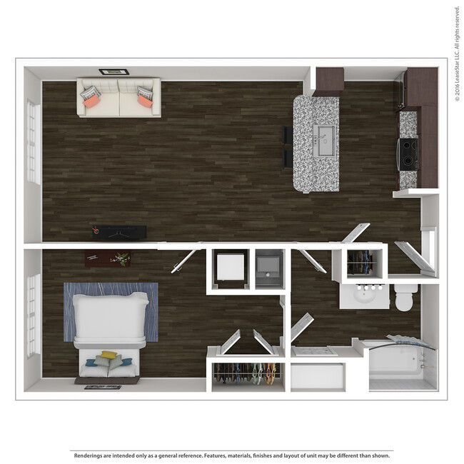 1x1 Floorplan - Overlook at Notre Dame