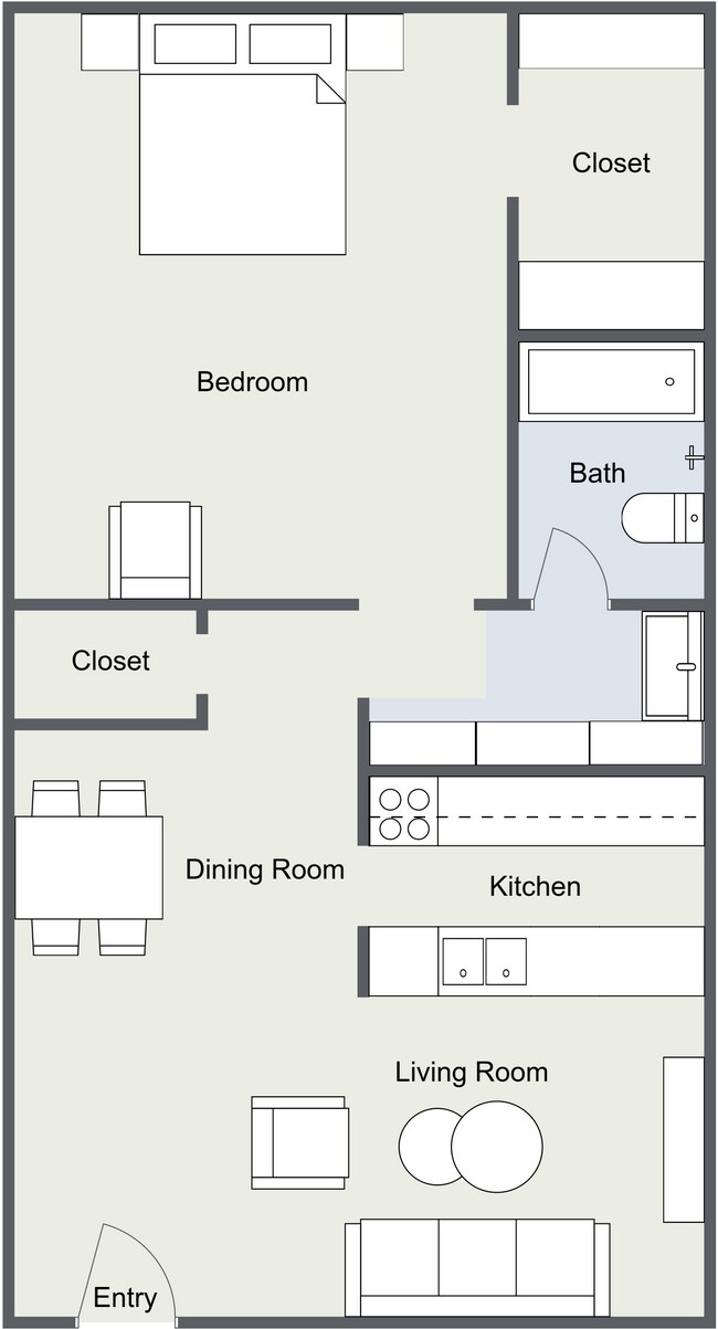 1 Bedroom, 1 Bathroom - 8330 Carvel Apartments