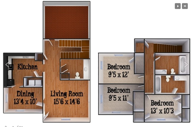 Three Bedroom Townhouse - Greenbriar and Hawthorne Apartments