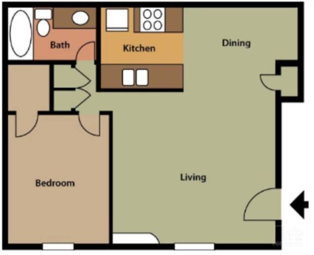 1 x 1 700 SQFT - Vines at Meridian