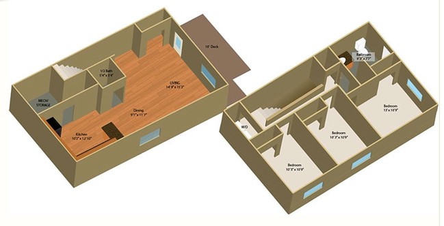 3BR/1.5BA - Park Place Townhomes