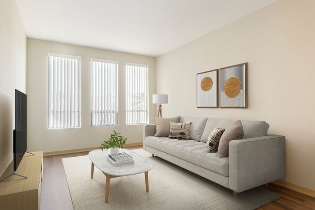 Renovated Package I living room with hard surface flooring - Avalon Ocean Avenue