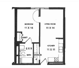 1BR/1BA - Cumberland View Towers