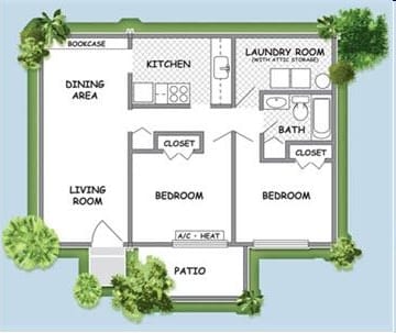 2BR/1BA - Sunset Oaks