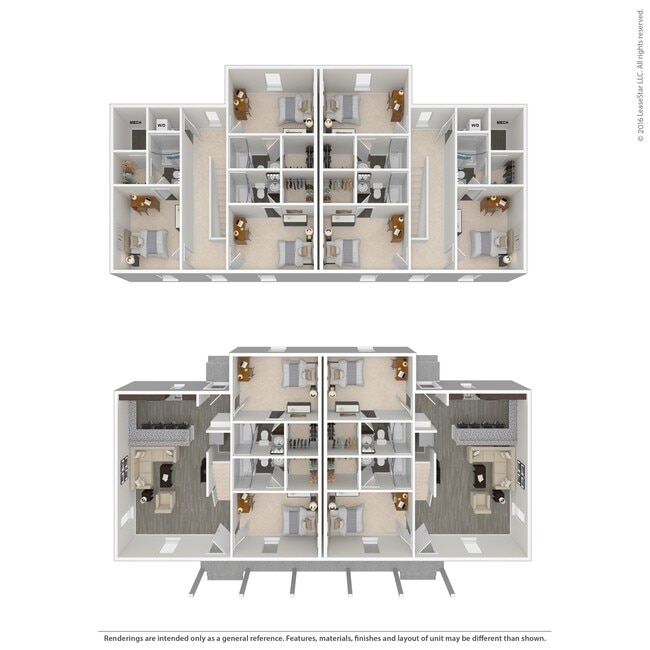 5 Bed Duplex 3D Floorplan - Arlington Cottages and Townhomes
