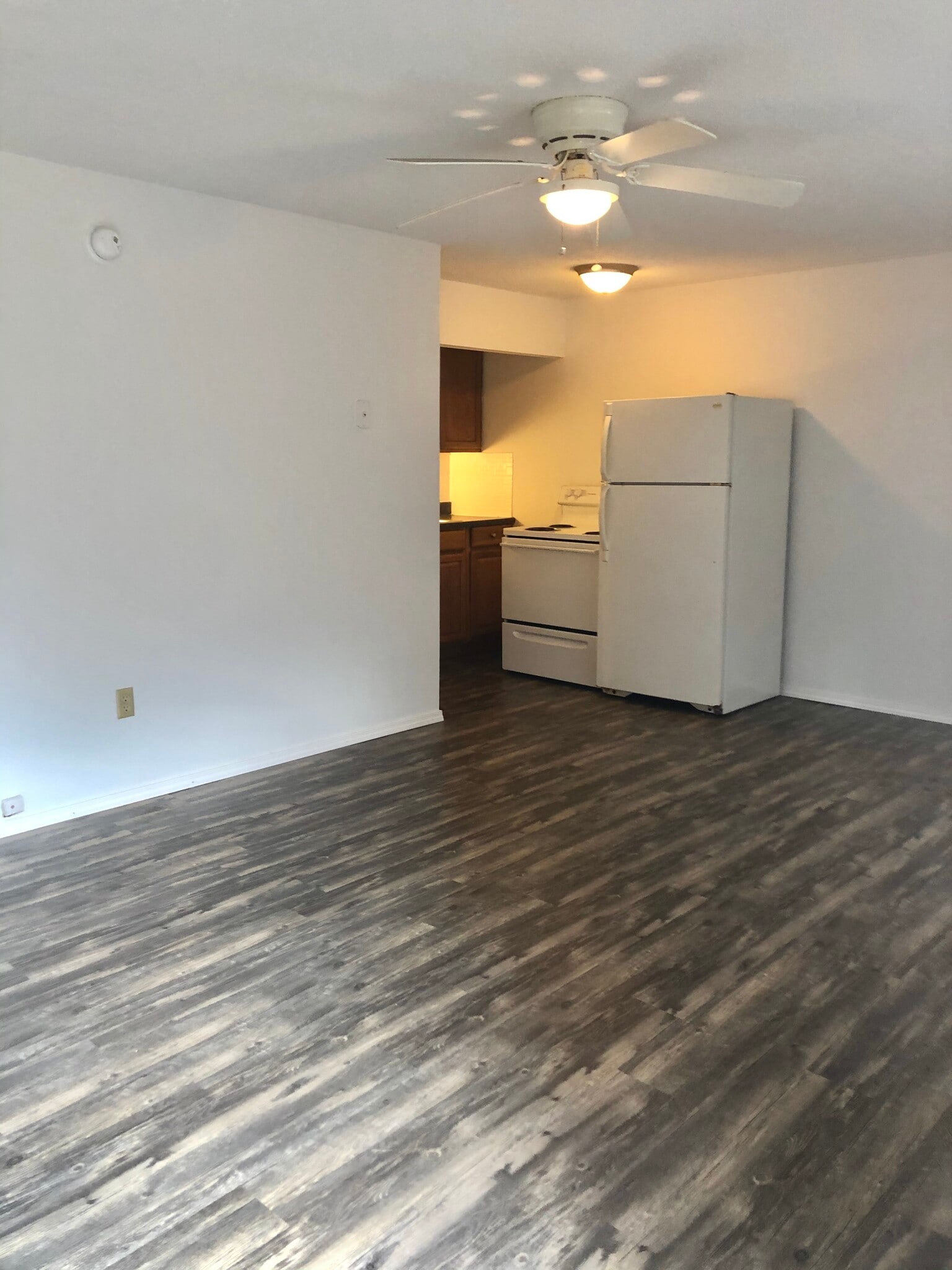 View from front door with easy to clean laminate flooring in living area, breakfast area and kitchen - 1026 Danwood Ln
