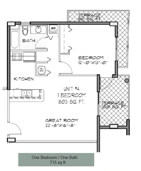 1 bed/ 1 Bath 715 sq. ft. - Palermo 30