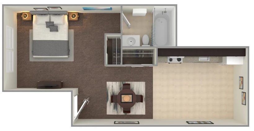 Studio Floorplan - Mayfair Garden Apartments