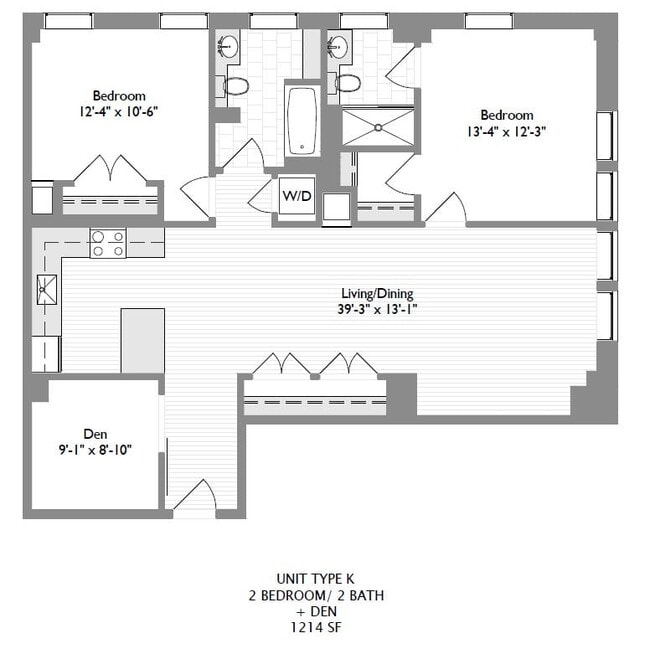 2-Bedroom 2-Bathroom w/ Den 1,208 sqft - ICON