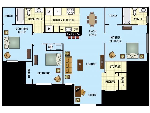 Three Bedroom Two Bath - Royal Pointe