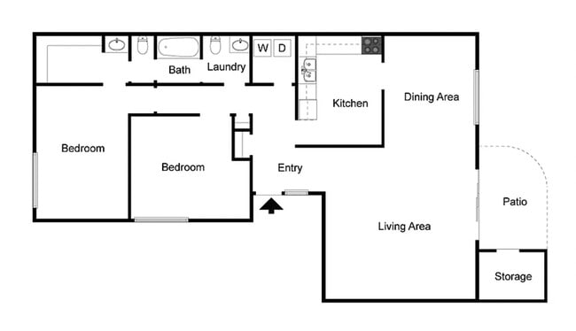2 Bed/2 Bath Ranch 1,200 sq. ft. - Viking Apartments and Townhouses