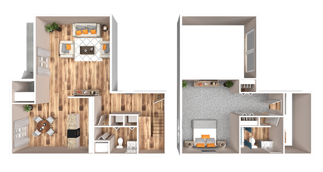 One Bedroom One and a Half Bathroom Townhome - The Fitzgerald