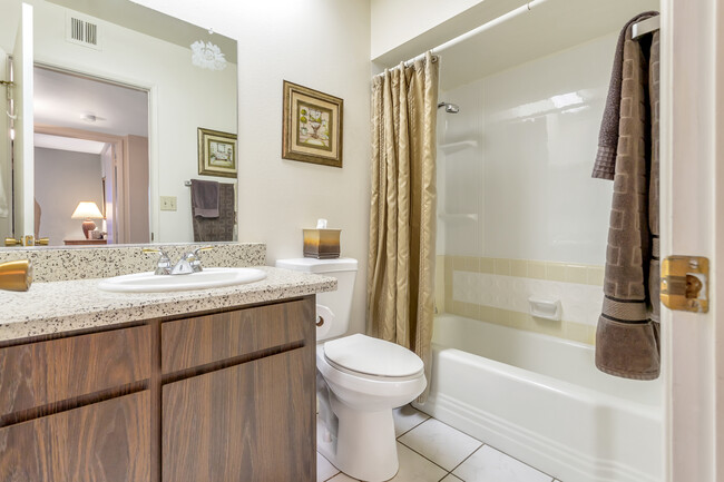 Hall bathroom with shower and tub combo. - 10113 W Pebble Beach Dr