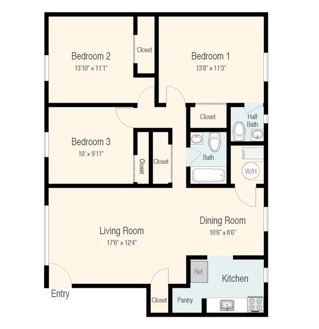 Floorplan - Berkshire and Barter Court Apartments