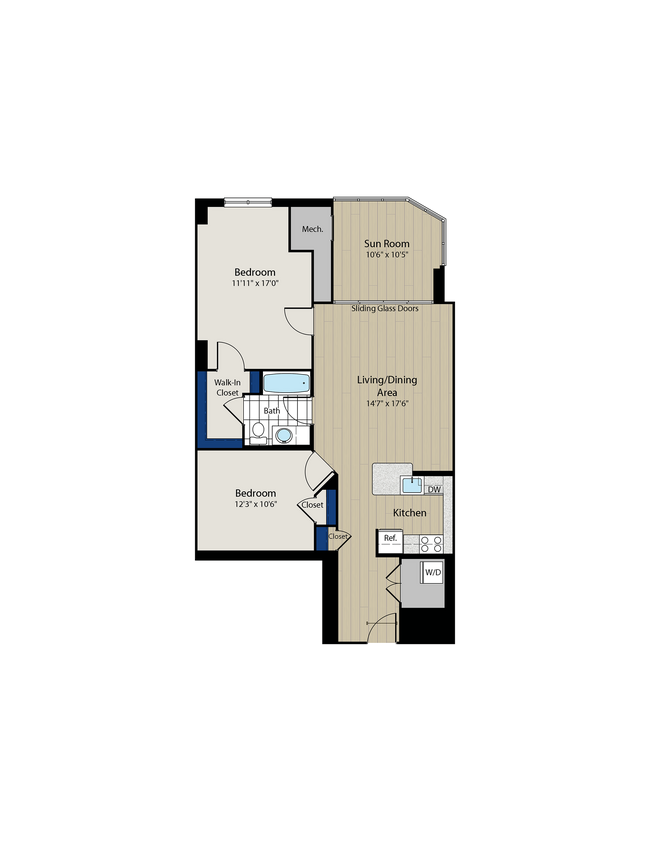 The Adams With Den Floor Plan - Meridian at Gallery Place
