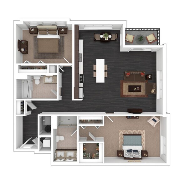 B9 3D Floor plan - Courthouse Square Apartments