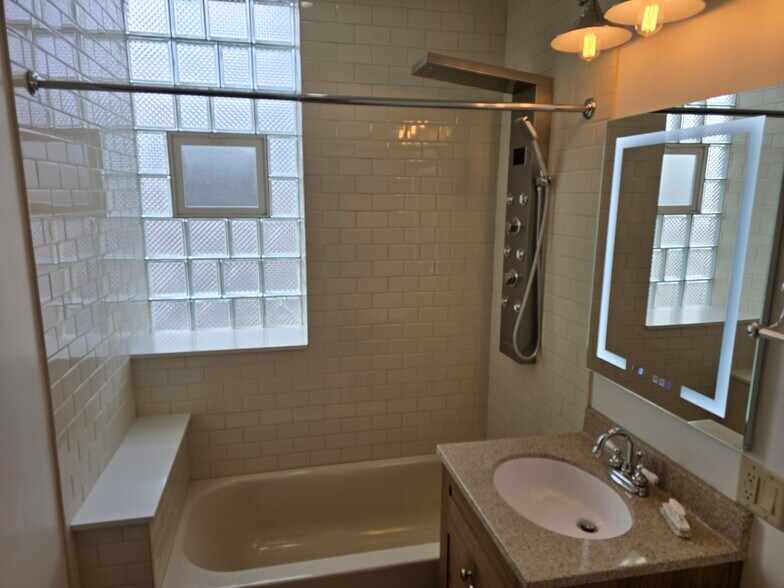 Main bathroom shower and heated/lighted mirror - 1204 N Kedzie Ave