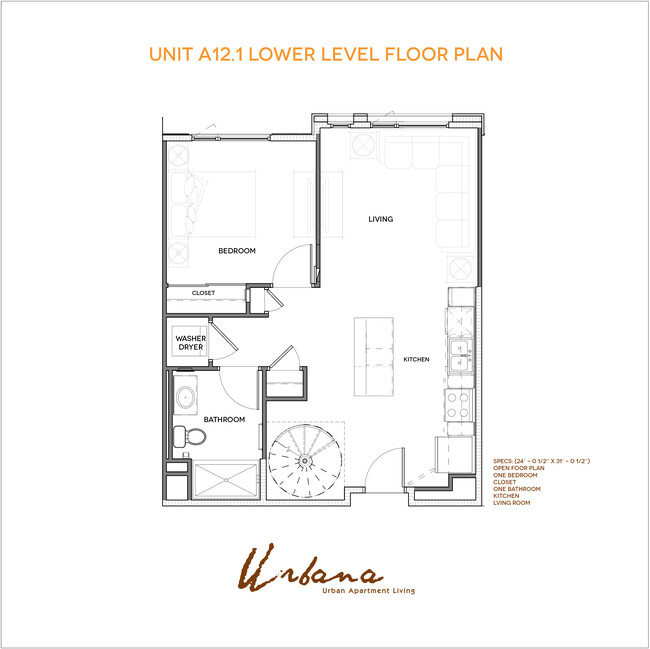 A12 Floorplan (lower level) - Urbana Chula Vista Luxury Apartments