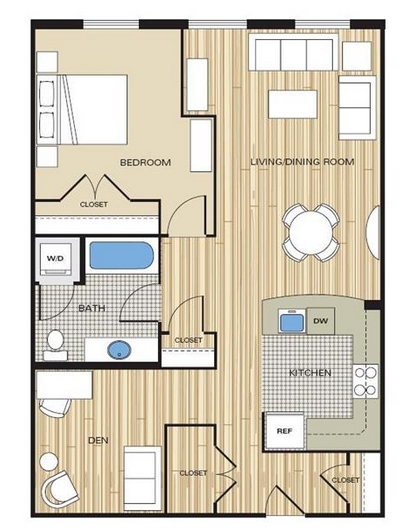 1BR/1BA w/ Den - Clayborne Apartments