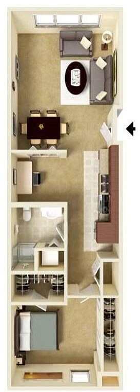 Aperture 1 Bed with Den Floorplan - Aperture on Fifth