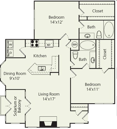 2BR/2BA - The Carlton