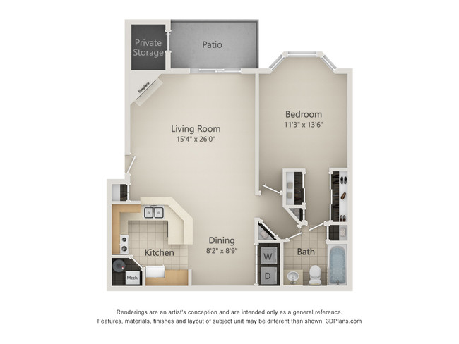 One bedroom - Southcreek Apartments