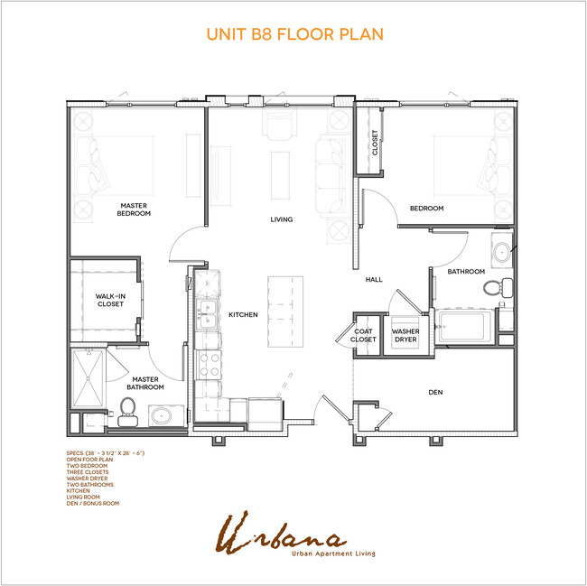 B8 Floorplan - Urbana Chula Vista Luxury Apartments