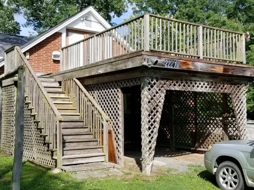 Carport with stairs to spacious deck - 2221 Wildcat Creek Rd