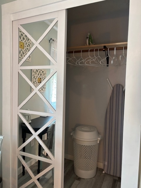 Walk-in closet with laundry basket, hangers and iron & ironing board for your convenience - 15 Brandywine Dr