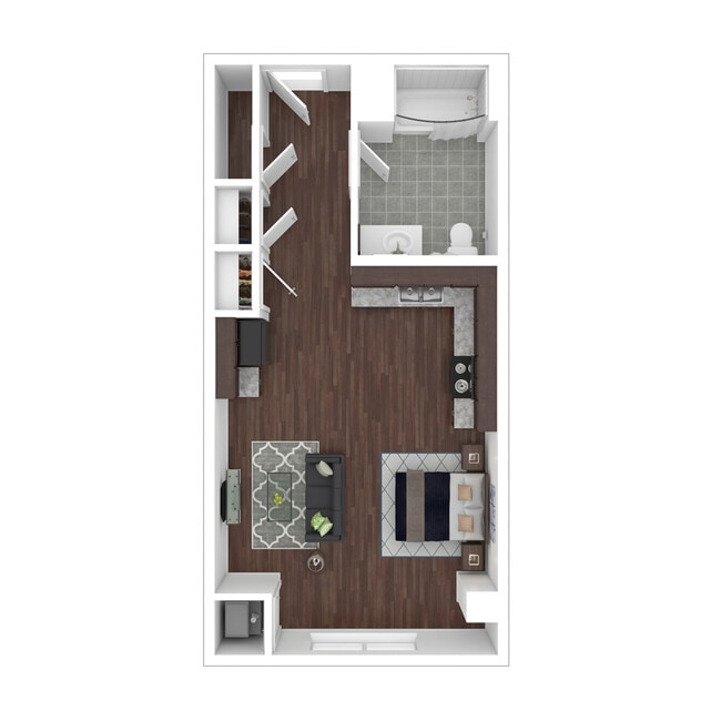 Studio Floorplan East Jefferson 3D - 7850 East Jefferson