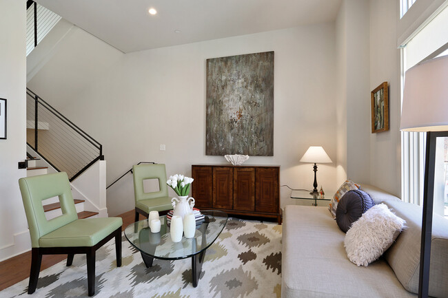 Hardwood Floors with 12 foot ceilings - The Academy Luxury Apartments and Townhomes