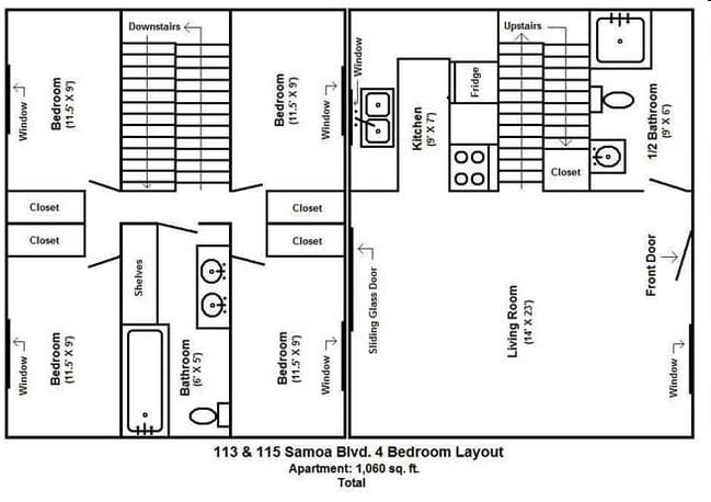 4BR/1.5BA - Brookside Apartments