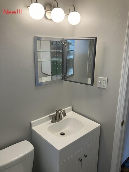 New vanity, sink, faucet, medicine cabinet and wall hardware - 1285 Commonwealth Ave