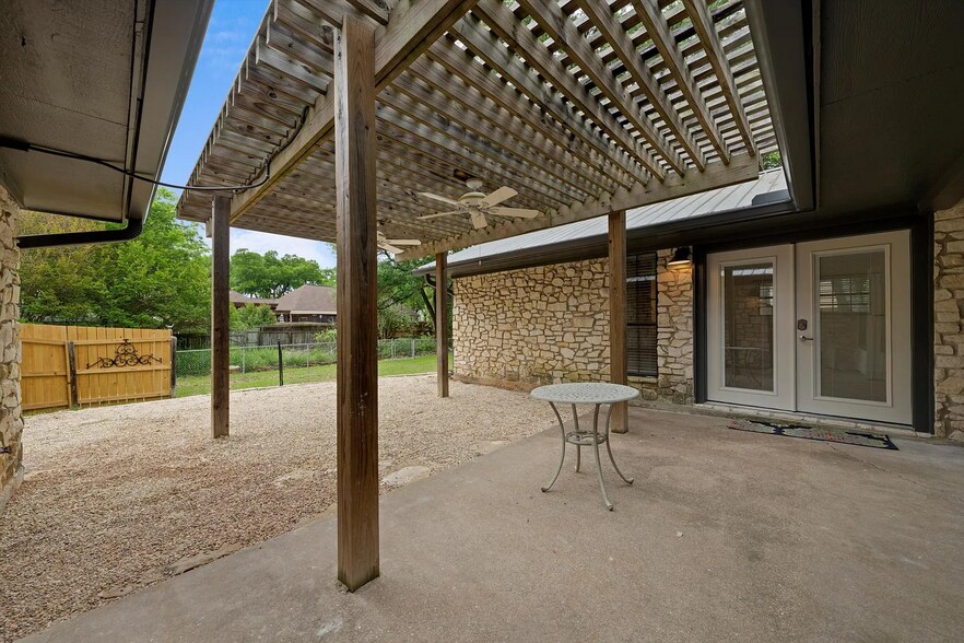 Pergola Covered Fenced-In Back Yard Covered Patio - 273 Leafy Hollow Ln