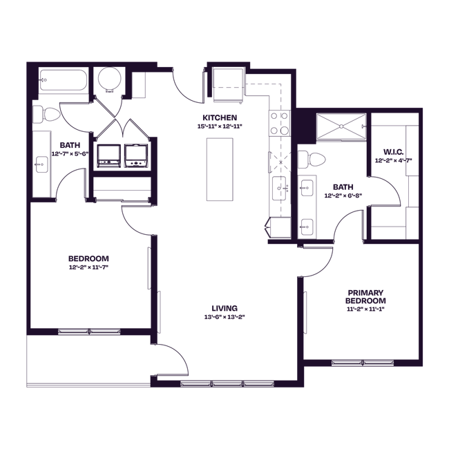 Oberon C2 Two Bedroom Floor Plan - Oberon